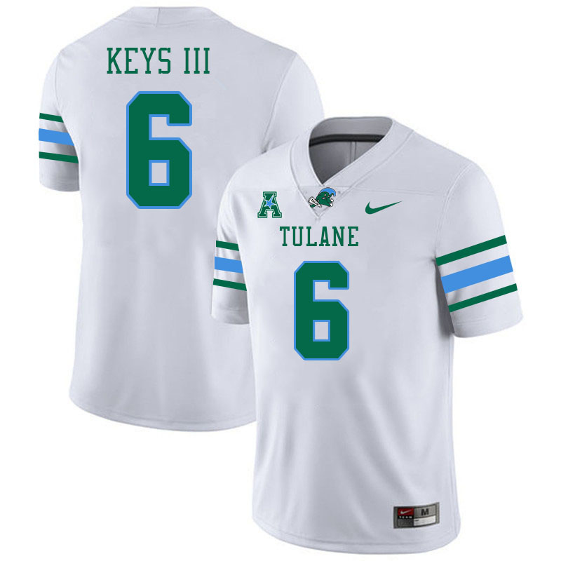 Tulane Green Wave #6 Lawrence Keys III College Football Jerseys Stitched Sale-White